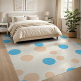 Playful Blue Peach Overlapping Circles Area Rug