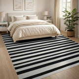 Bold Black White Striped No. 30 Area Rug