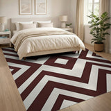 Maroon Geometric Maze Area Rug