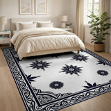 Black and White Traditional Persian Black White Traditional Persian Floral Rug