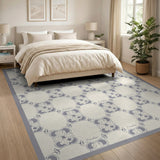 Grey Floral Trellis Area Rug