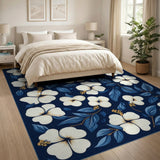 Navy Hibiscus Floral Area Rug
