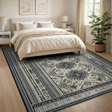 Heritage Tribal Geometric Black White Area Rug