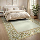 Cream Persian Floral Border Area Rug