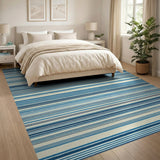 Blue Teal Horizontal Stripe Area Rug