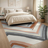 Layered Grey Chevron Zigzag Area Rug