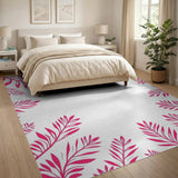 Pink Leaf Border Boho Area Rug