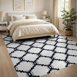 Black Moroccan Trellis Area Rug