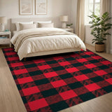 Rustic Red Black Buffalo Check Area Rug