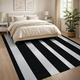 Bold Black White Vertical Stripe No. 20 Area Rug