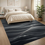 Moonlit Waves Grey Abstract Area Rug