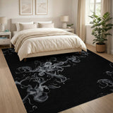 Ethereal Smoke Swirls Black White Area Rug