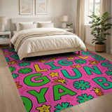 Sassy Slay Queen Multi-Color Cartoon Area Rug