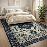 Southwestern Blue Teal Geometric Area Rug