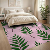 Vibrant Pink Fern Leaf Pattern Area Rug