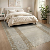 Coastal Beach Beige and Neutral Beige Striped Woven Coastal Area Rug
