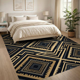 Bold Gold Black Geometric Southwestern Rug