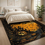 Haunted Halloween Castle Bats Pumpkins Rug