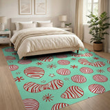 Teal Red Striped Organic Shapes Area Rug