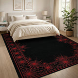 Gothic Red Spider Web Border Area Rug