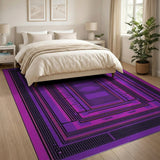Purple Nested Frames Geometric Area Rug