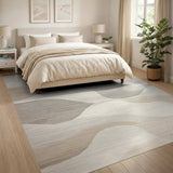 Abstract Beige Neutral Wave Area Rug
