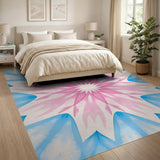 Vibrant Pink Blue Starburst Geometric Area Rug