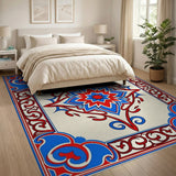 Red Blue Medallion Persian Area Rug