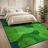 Green Vibrant Green Abstract Shag Area Rug
