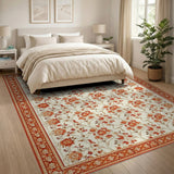 Cream Terracotta Floral Persian Area Rug