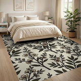 Beige Floral Branch Pattern Area Rug
