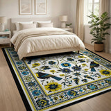 Blue Birds Yellow Sunflower Floral Area Rug