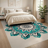 Boho Chic Teal Mandala Boho Area Rug