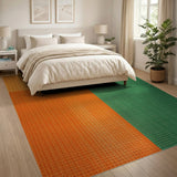 Bold Orange Green Beige Geometric Block Rug