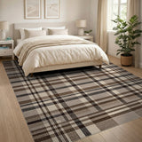 Brown Tan Plaid Rustic Farmhouse Rustic Farmhouse Area Rug