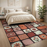 Distressed Vintage Floral Tile Area Rug