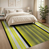 Bold Yellow Black Mesh Geometric Area Rug
