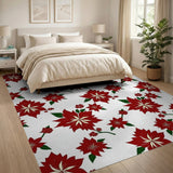 Red Floral Vintage Red Poinsettia Floral Area Rug