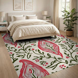 Red Paisley Floral Area Rug