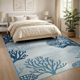 Blue Teal Coral Reef Coastal Area Rug