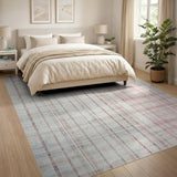 Grey Distressed Grey Plaid Area Rug
