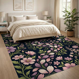 Vintage Pink Purple Floral Area Rug