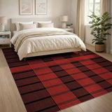 Red Classic Red Black Plaid Area Rug