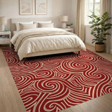 Abstract Area Red Swirl Abstract Area Rug