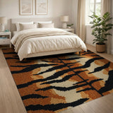 Bold Tiger Stripe Orange Area Rug