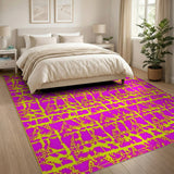 Geometric Modern Vibrant Pink Yellow Geometric Area Rug