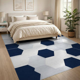 Geometric Modern Navy Hexagon Geometric Area Rug