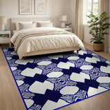 Navy Blue Geometric Diamond Area Rug