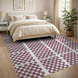 Geometric Modern Bold Red Checkered Geometric Area Rug