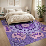Purple Mandala Floral Floral Vintage Area Rug